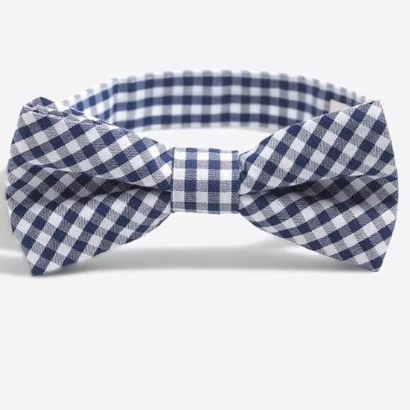 Crewcuts Boys' Patterned Bow Tie NWOT Blue and White Gingham Adjustable Bow Tie - Picture 1 of 7